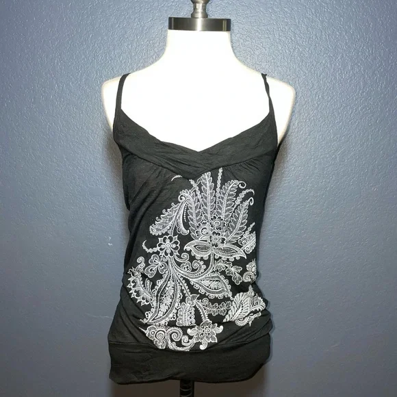 Cozy S&S Casual Lounge Wear Top-Straps Black sleeveless size medium blouse - Picture 3 of 10